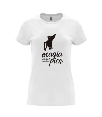 Camiseta blanca de algodón para chica "Magia en los pies" by Sergio Aragón