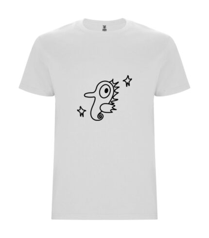 Camiseta blanca de algodón para chico con dibujo de caballito de mar